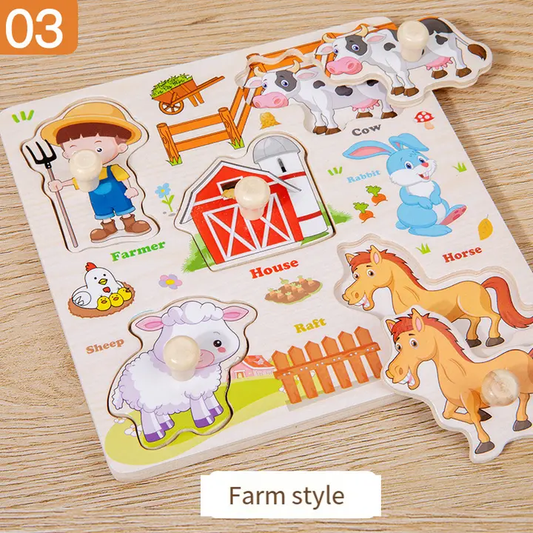 Wooden Knob Puzzle for Toddlers