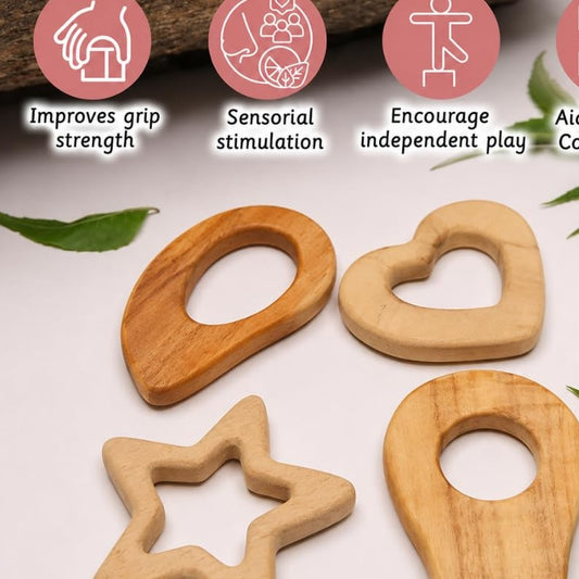 Natural Neem Wood Teether for Babies 3+ Months | Random Design Will Sent