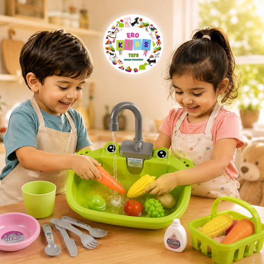 Kids Kitchen Sink Playset – Pretend Cooking & Washing Toy