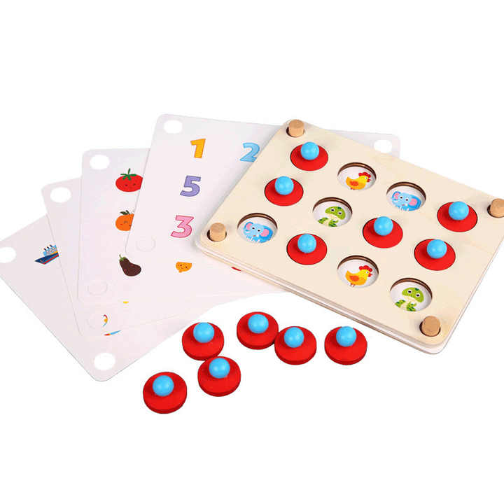 Wooden Memory Match Pictures Chess Game - Montessori Game