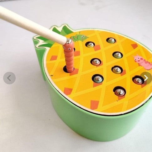 Pineapple Insect Catching Game | Wooden Fishing Activity Toy