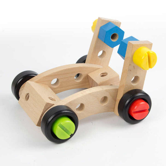 31-Piece Wooden Nuts & Bolts DIY Construction Set for Kids – Build & Create Different Vehicles and Shapes