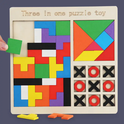 3-in-1 Wooden Educational Puzzle