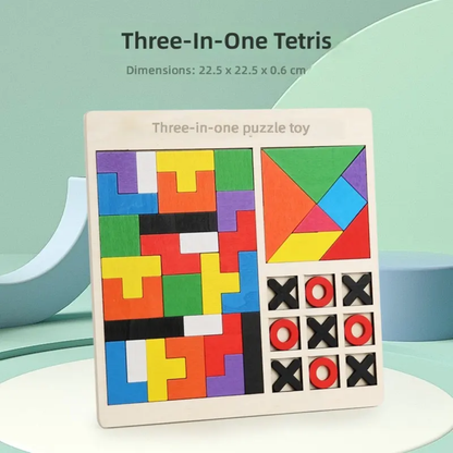 3-in-1 Wooden Educational Puzzle