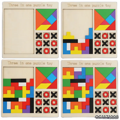 3-in-1 Wooden Educational Puzzle