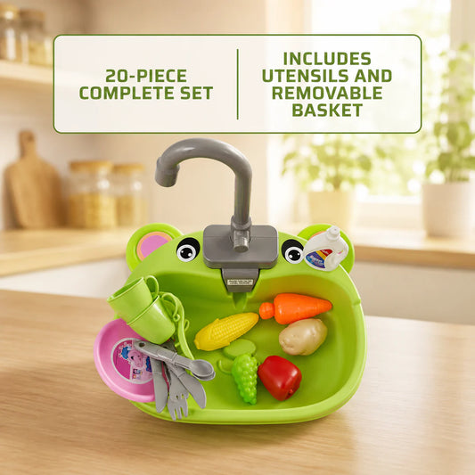 Kids Kitchen Sink Playset – Pretend Cooking & Washing Toy