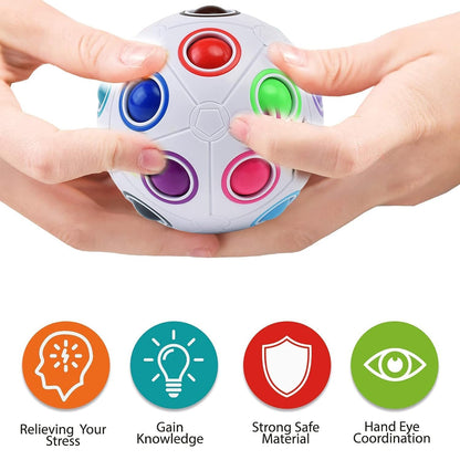 Rainbow Puzzle Ball _ Color Matching Logic Brain Teaser, Fidget Sensory Puzzle Toy