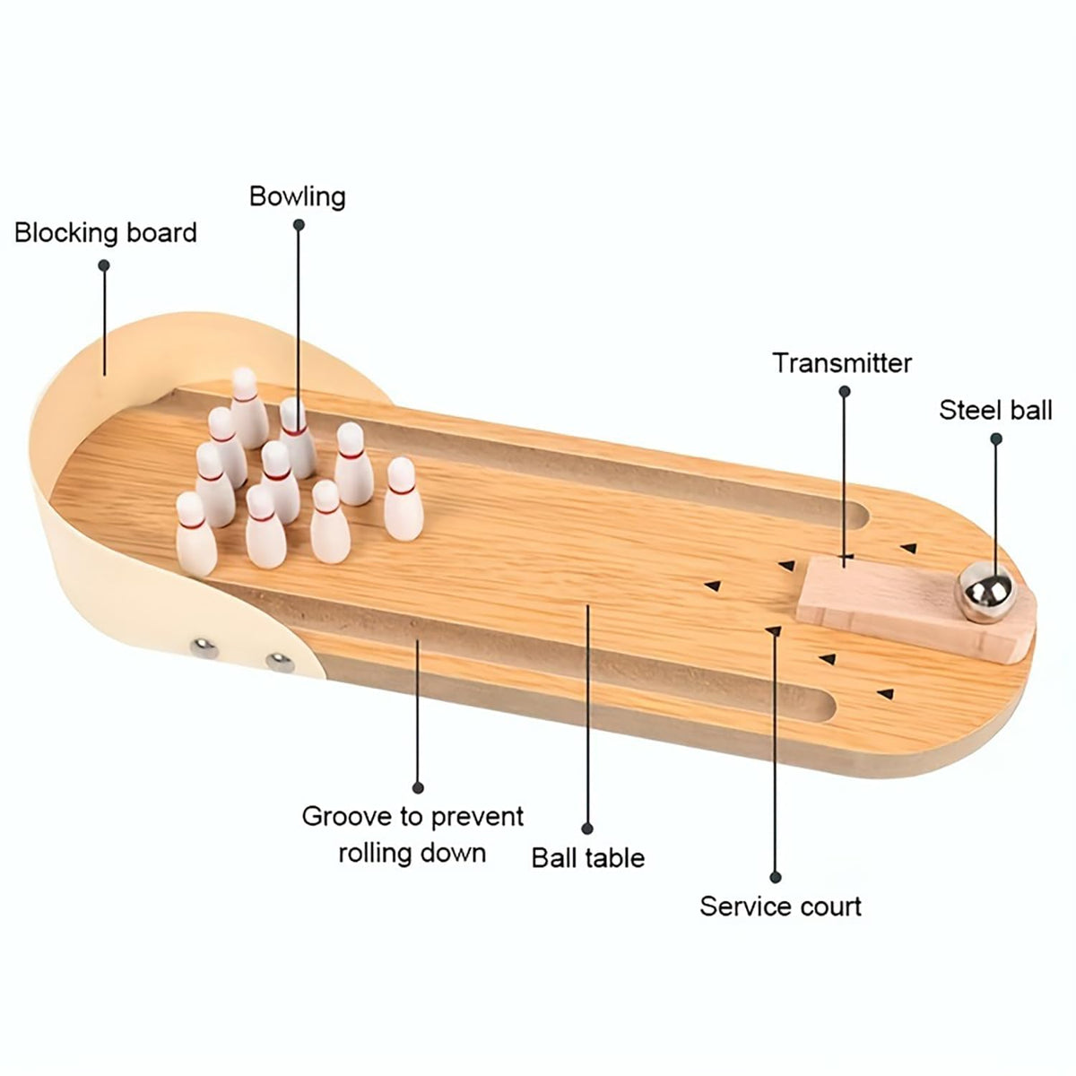 Mini Tabletop Bowling Set with Pins & Ball