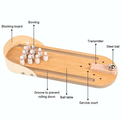 Mini Tabletop Bowling Set with Pins & Ball
