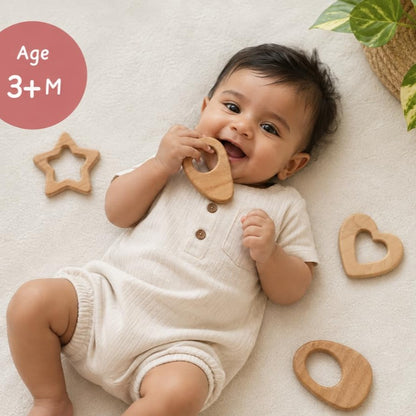 Natural Neem Wood Teether for Babies 3+ Months  |  Random Design Will Sent