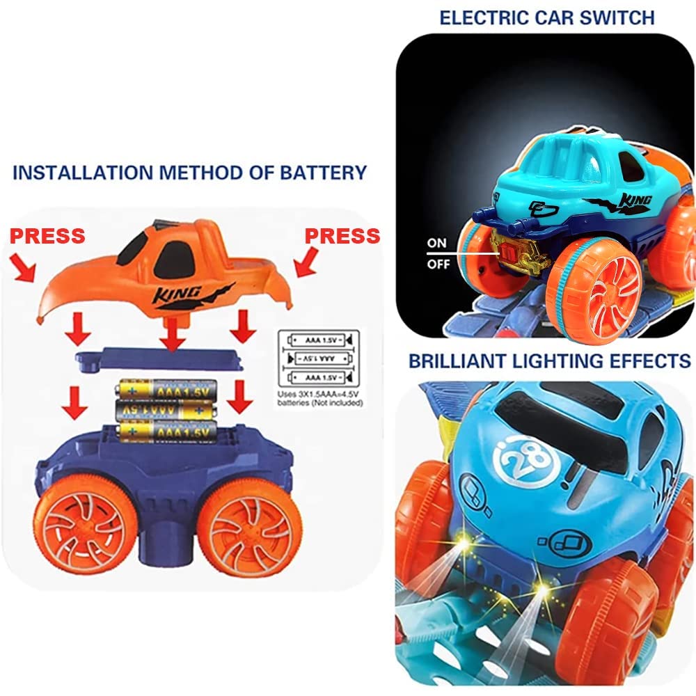 Monster Truck Wheels Track Set 102 Pcs| Electric Racing Adventure Toy for Kids | Ages 3+