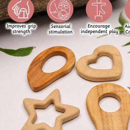Natural Neem Wood Teether for Babies 3+ Months  |  Random Design Will Sent