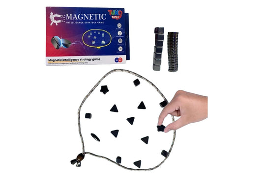 Magnetic Strategy Game for Kids & Adults with 20 Super Strong Hematite Magnets & Lanyar Rope