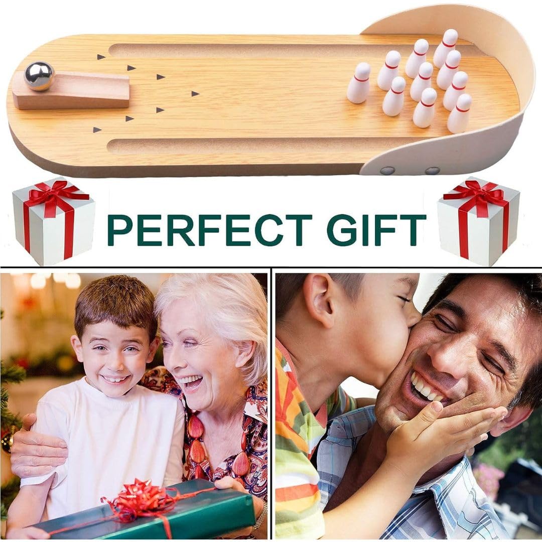 Mini Tabletop Bowling Set with Pins & Ball