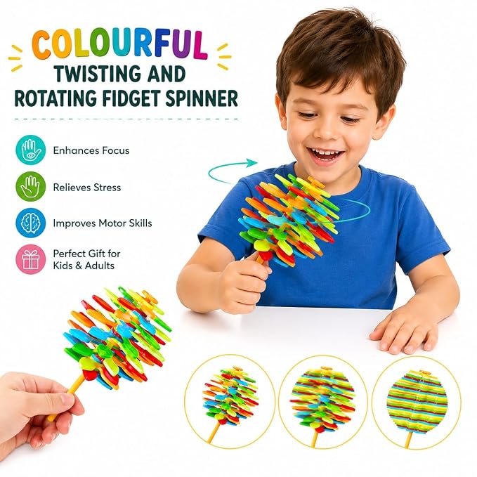 Candy Flower Spinner Toy for Kids | Colorful Twisting & Rotating Sensory Fidget Toy