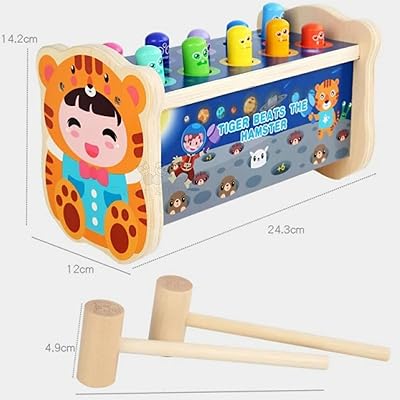 Wooden Tiger & Hamster Pounding Bench Toy