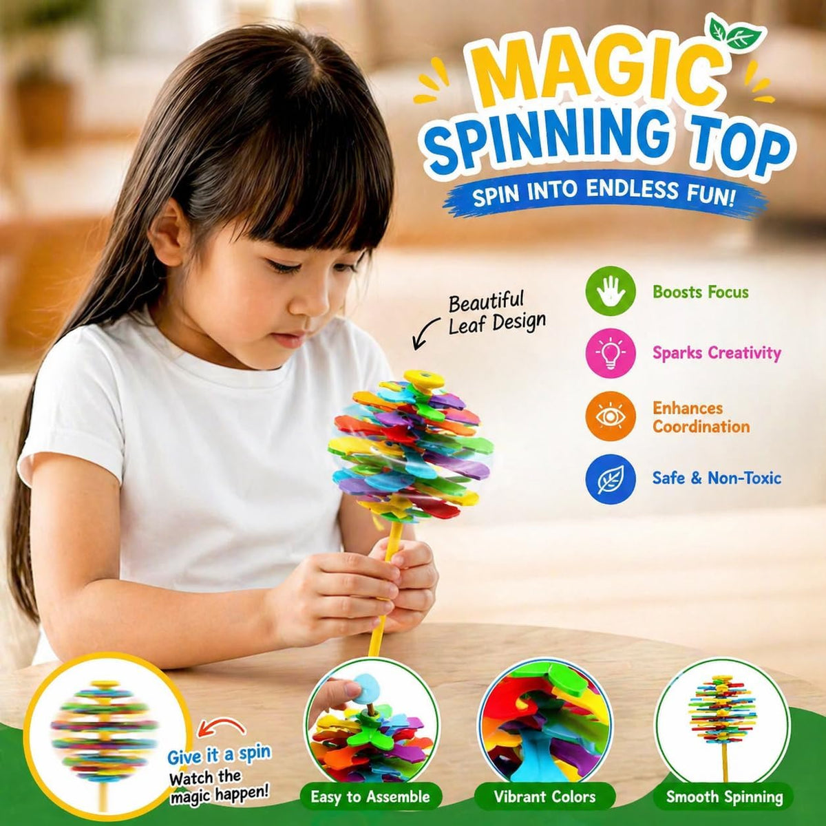 Candy Flower Spinner Toy for Kids | Colorful Twisting & Rotating Sensory Fidget Toy