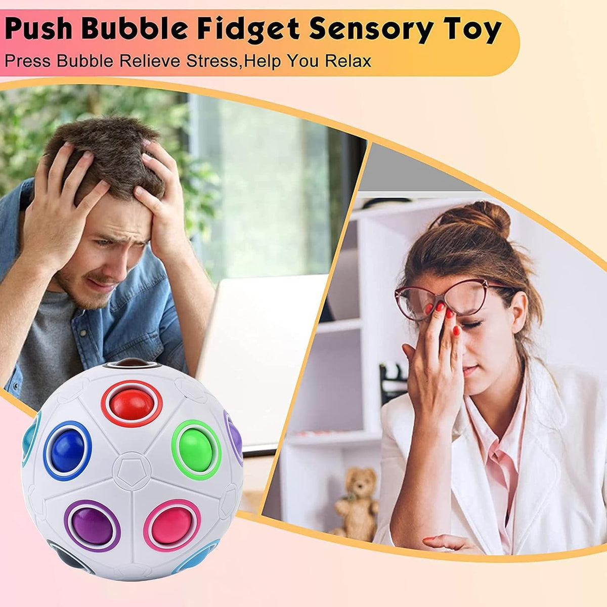 Rainbow Puzzle Ball _ Color Matching Logic Brain Teaser, Fidget Sensory Puzzle Toy