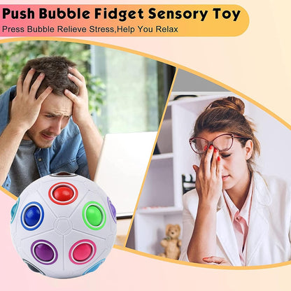 Rainbow Puzzle Ball _ Color Matching Logic Brain Teaser, Fidget Sensory Puzzle Toy