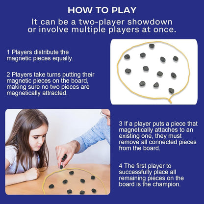 Magnetic Strategy Game for Kids & Adults with 20 Super Strong Hematite Magnets & Lanyar Rope