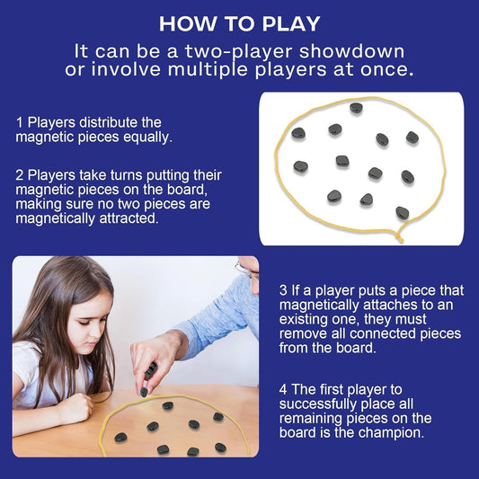 Magnetic Strategy Game for Kids & Adults with 20 Super Strong Hematite Magnets & Lanyar Rope