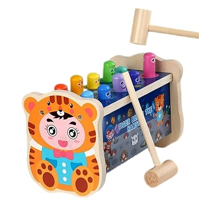 Wooden Tiger & Hamster Pounding Bench Toy