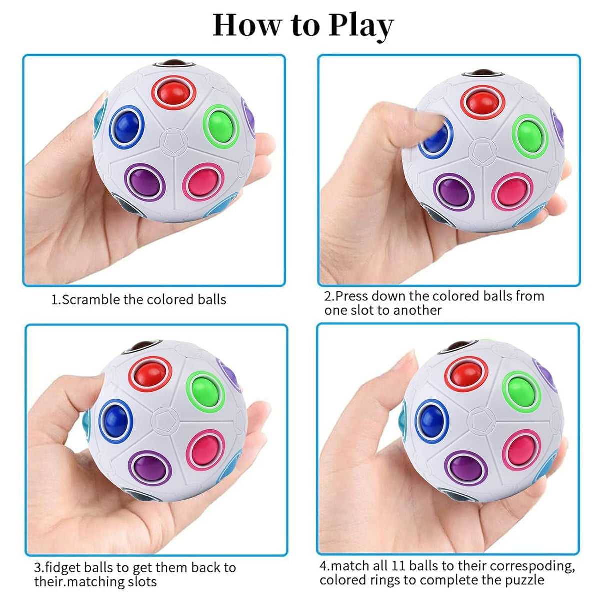 Rainbow Puzzle Ball _ Color Matching Logic Brain Teaser, Fidget Sensory Puzzle Toy
