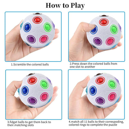 Rainbow Puzzle Ball _ Color Matching Logic Brain Teaser, Fidget Sensory Puzzle Toy