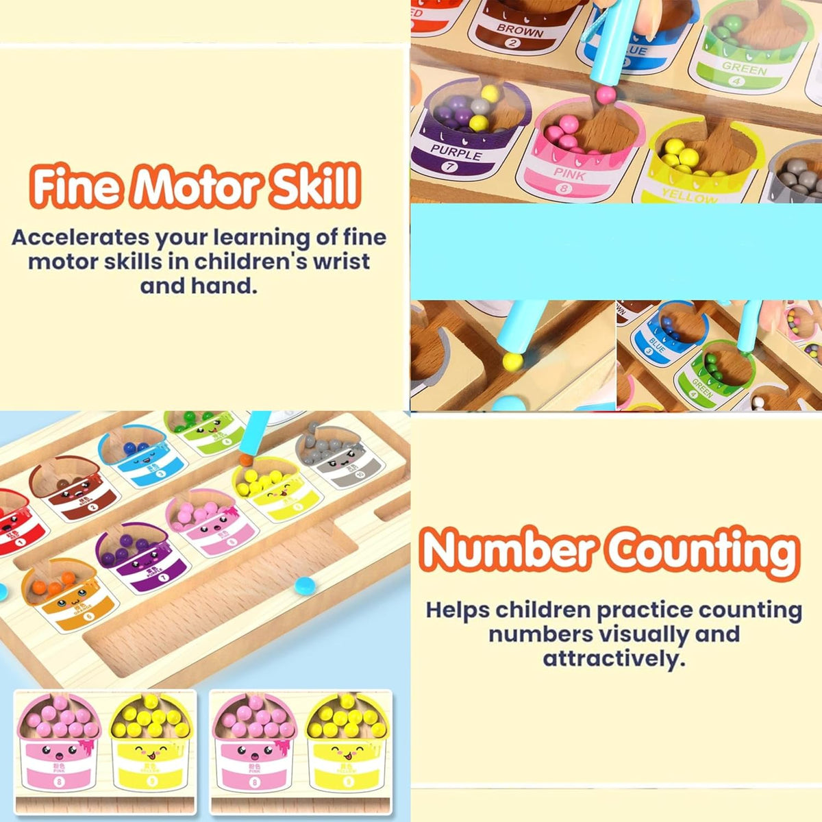 Color Classification Magnetic Counting & Color Matching Board for Kids