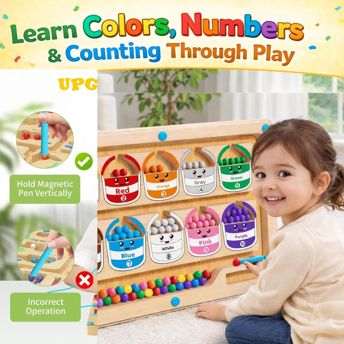 Color Classification Magnetic Counting & Color Matching Board for Kids