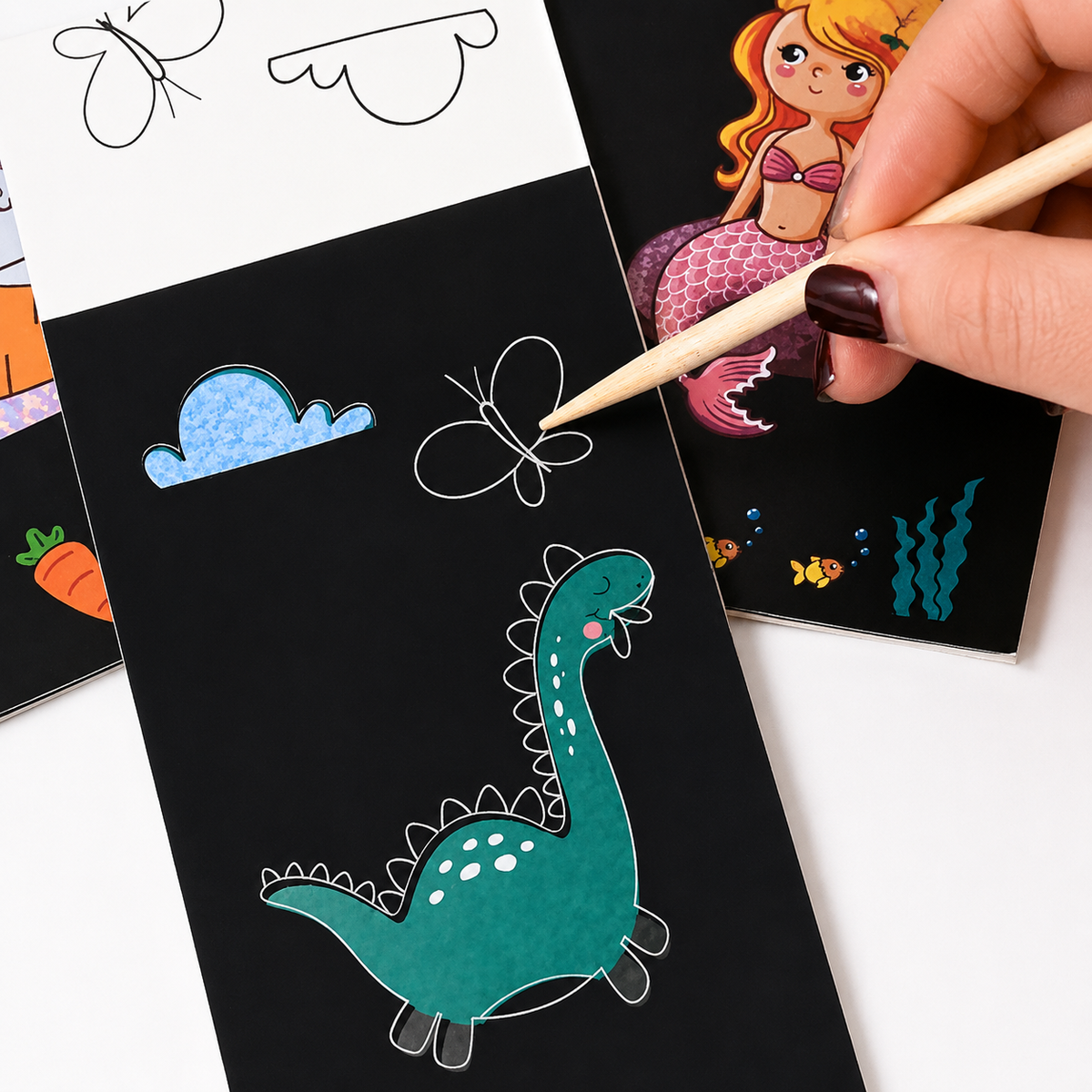 2 in 1 Magical Scratch Art Book Plus Water Coloring Book/ Random Theme Will Sent