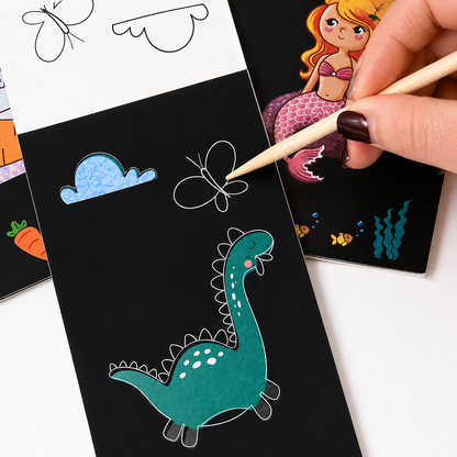 2 in 1 Magical Scratch Art Book Plus Water Coloring Book/ Random Theme Will Sent