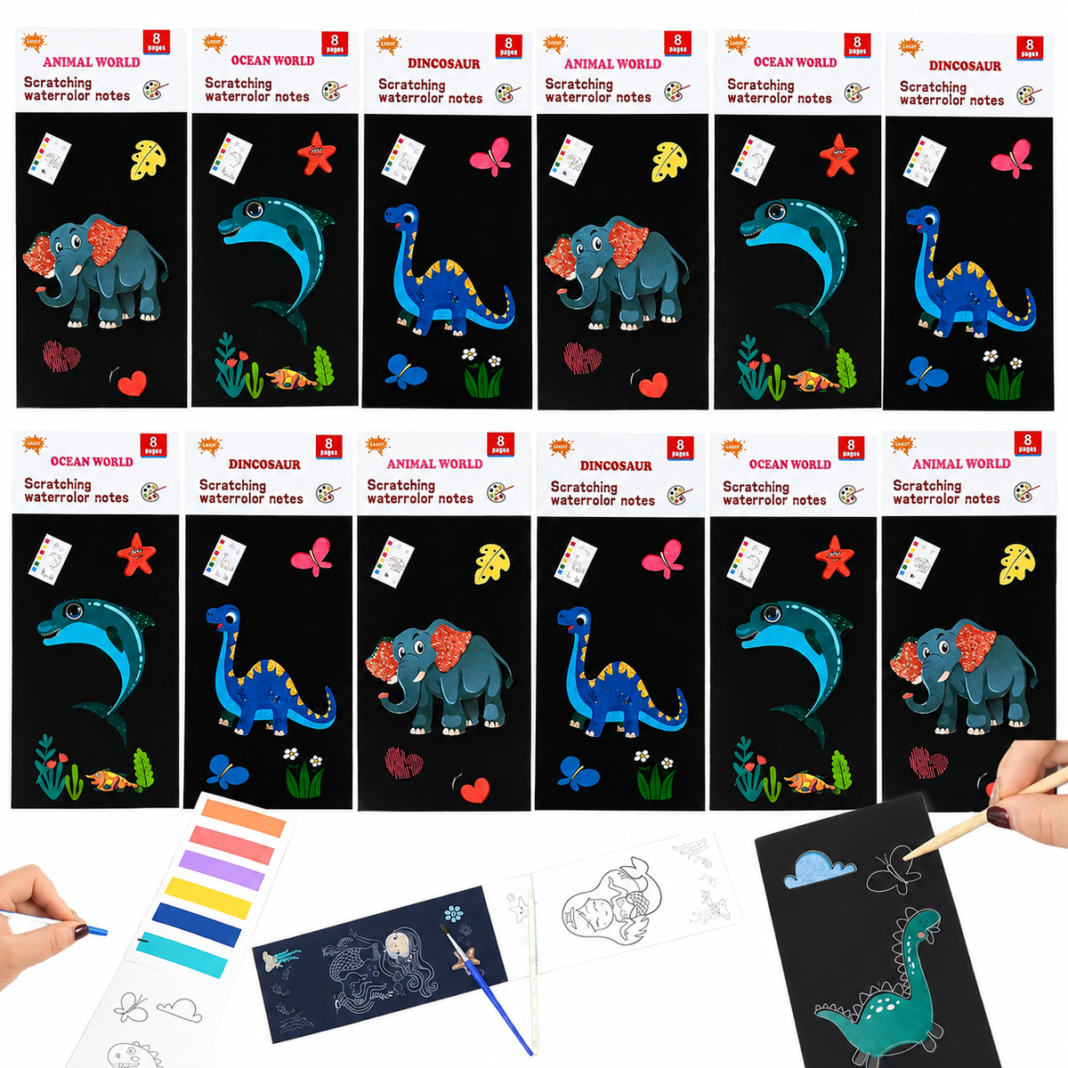 2 in 1 Magical Scratch Art Book Plus Water Coloring Book/ Random Theme Will Sent