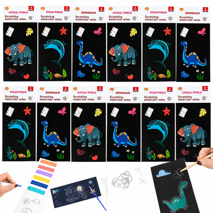 2 in 1 Magical Scratch Art Book Plus Water Coloring Book/ Random Theme Will Sent