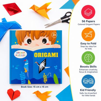 Kids Origami Paper Craft Kit – 56 Creative Designs with 3 Sheets Each