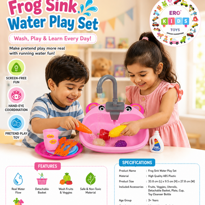 Kids Kitchen Sink Playset – Pretend Cooking & Washing Toy