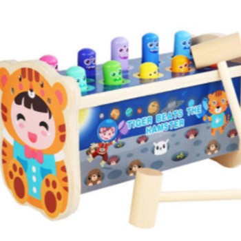 Wooden Tiger & Hamster Pounding Bench Toy
