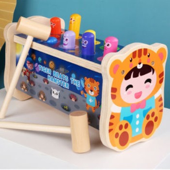Wooden Tiger & Hamster Pounding Bench Toy