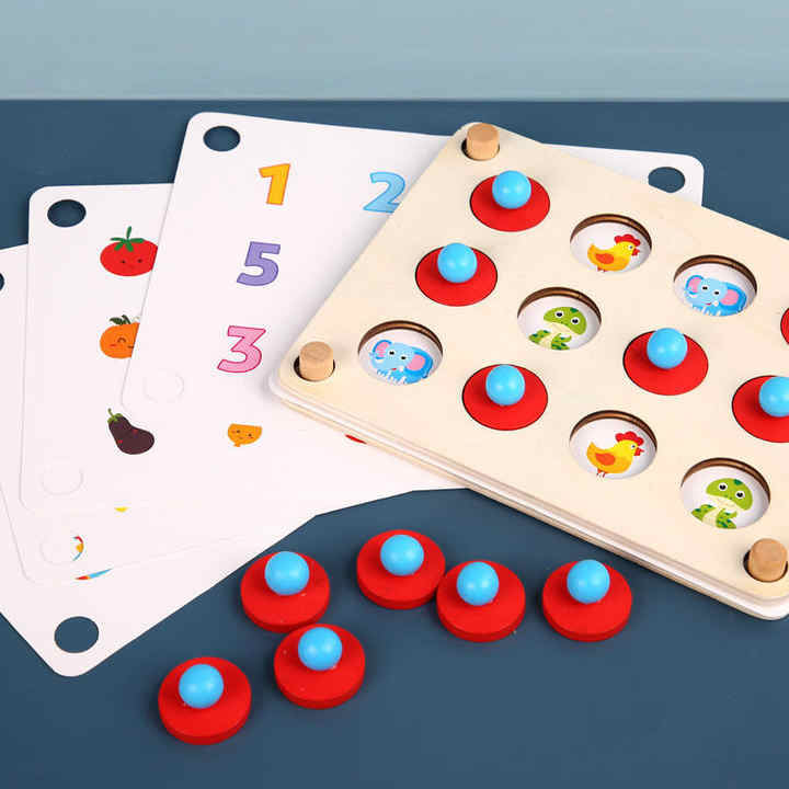 Wooden Memory Match Pictures Chess Game - Montessori Game
