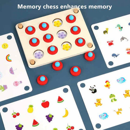 Wooden Memory Match Pictures Chess Game - Montessori Game