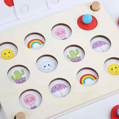 Wooden Memory Match Pictures Chess Game - Montessori Game