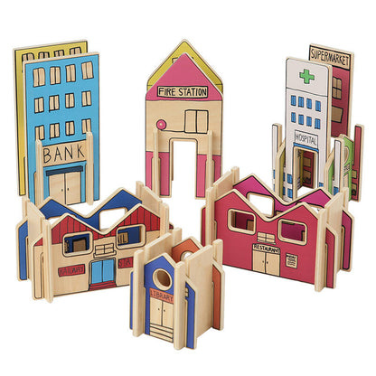 Wooden Construction Town Set for Kids – DIY Building & Assembly Toy