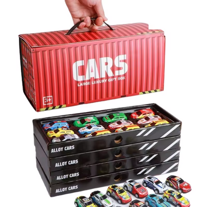 48-Piece Pull Back Racing Cars Set with Container Storage & Play Mat