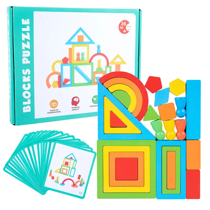 Wooden Building Blocks Set for Kids – Creative Construction Toy / 26-Piece