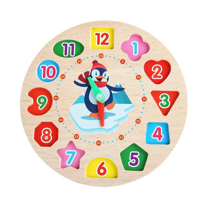 Wooden Shape Sorting Learning Clock