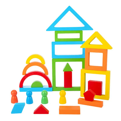 Wooden Building Blocks Set for Kids – Creative Construction Toy / 26-Piece