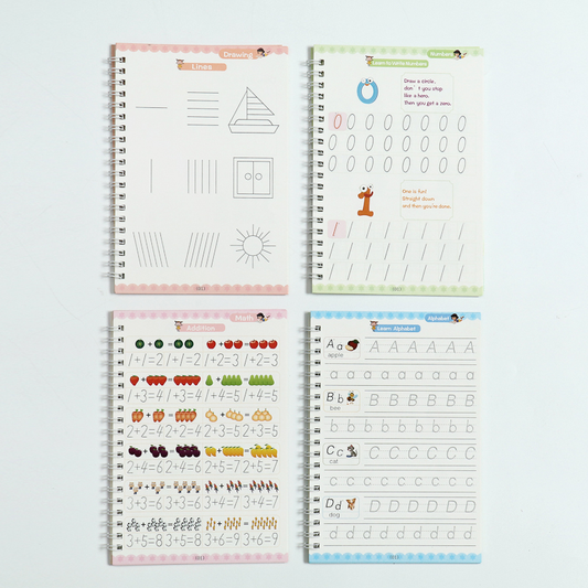 4-in-1 Magic Reusable Practice Copybook Set