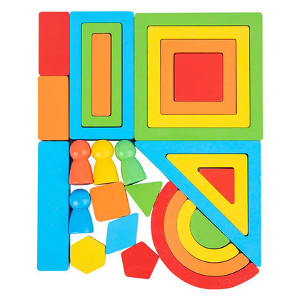 Wooden Building Blocks Set for Kids – Creative Construction Toy / 26-Piece