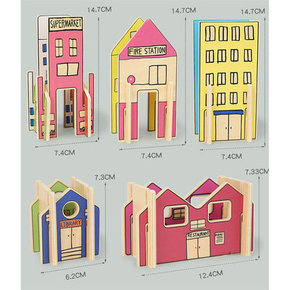 Wooden Construction Town Set for Kids – DIY Building & Assembly Toy