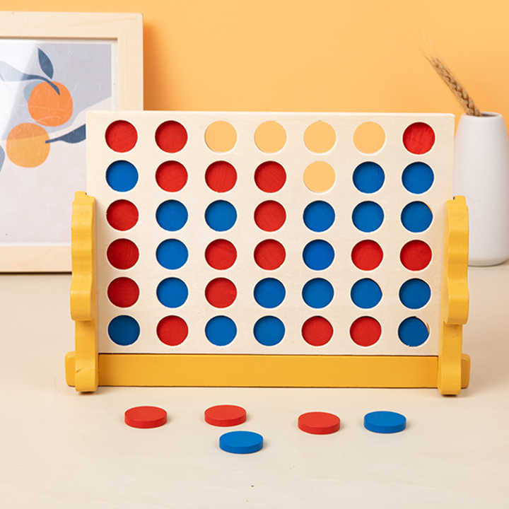 Wooden Connect 4 Board Game for Kids & Family | Strategy Thinking Puzzle Toy